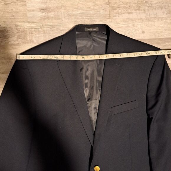 Chaps Blazer Men's Size 44L Blue Navy Wool Blend Two Button Gold Buttons - Picture 10 of 16